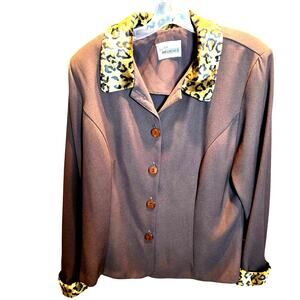 Pointed Influence Medium Brown Cheetah Women's Blazer Jacket Suit Coat Sz  8 10